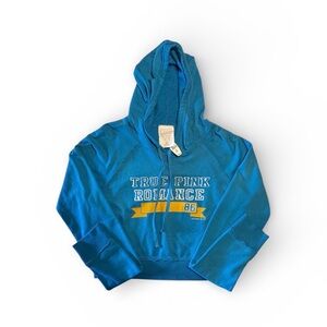 Pink Victoria’s Secret Blue Hoodie with Graphic Print NWT size L